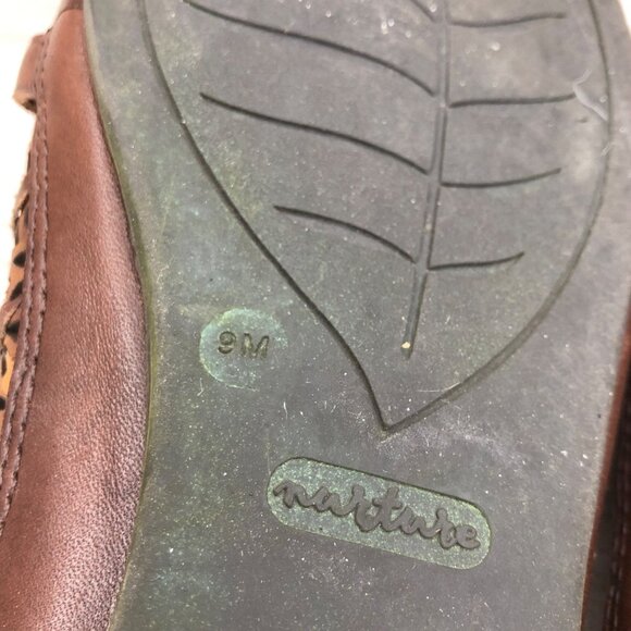 Nurture Flats Women's 9 Brown Leather Slip On Buckle Strap Sandal Shoes - Picture 12 of 12